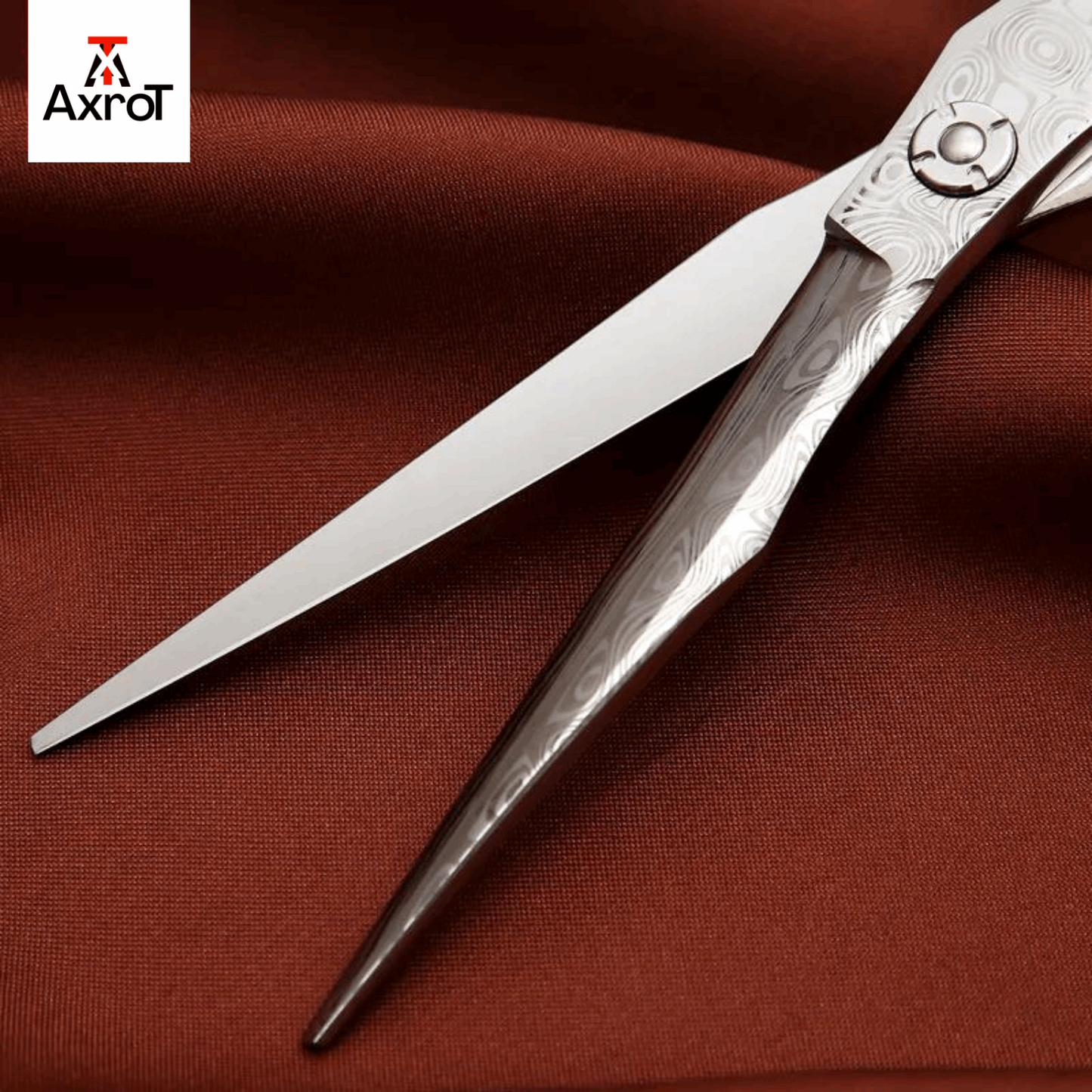 Axrot Hair Scissors Professional 6.5 Inch Sword Blade Damascus Pattern Scissors Japanese Barber Scissors 440C Hair Scissors