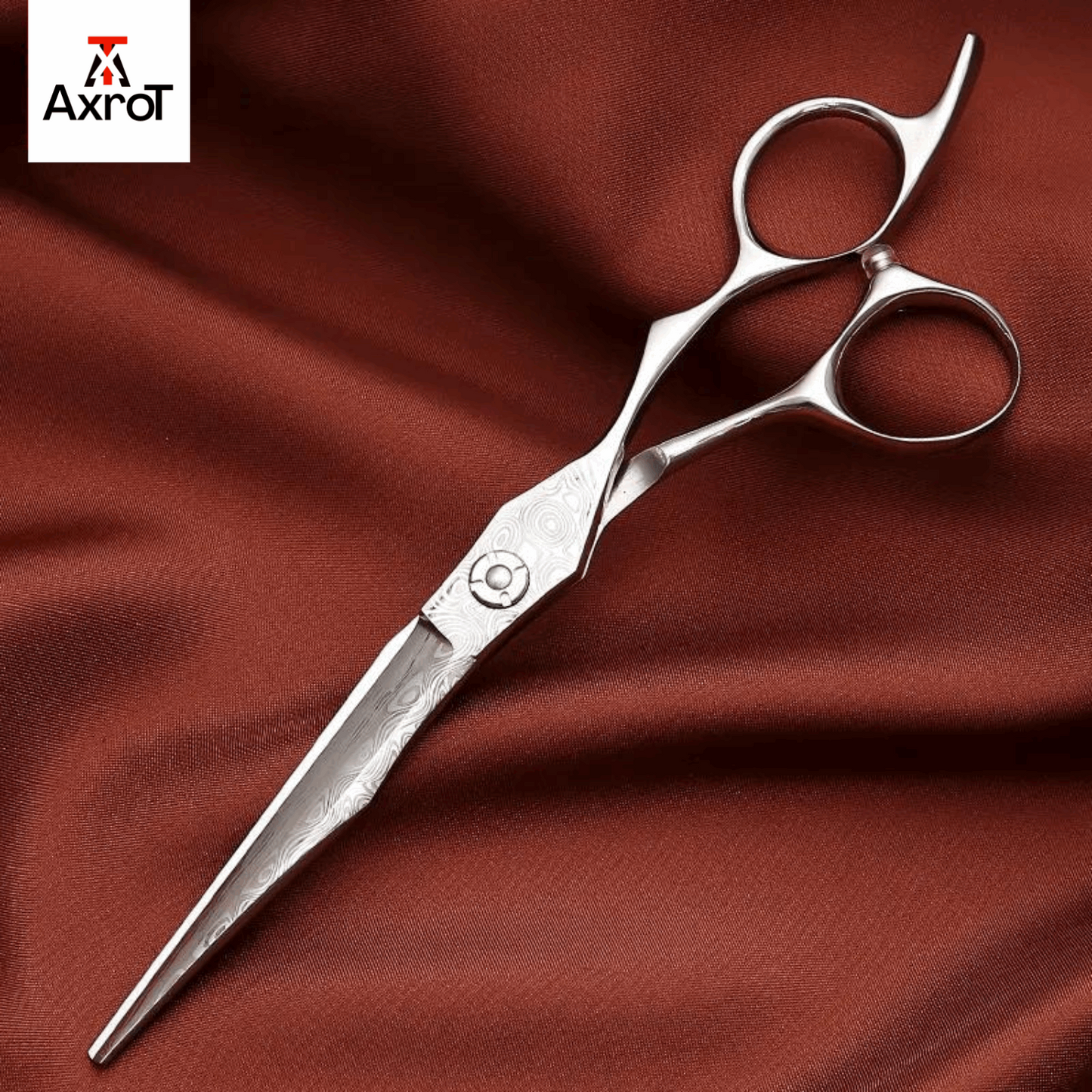 Axrot Hair Scissors Professional 6.5 Inch Sword Blade Damascus Pattern Scissors Japanese Barber Scissors 440C Hair Scissors