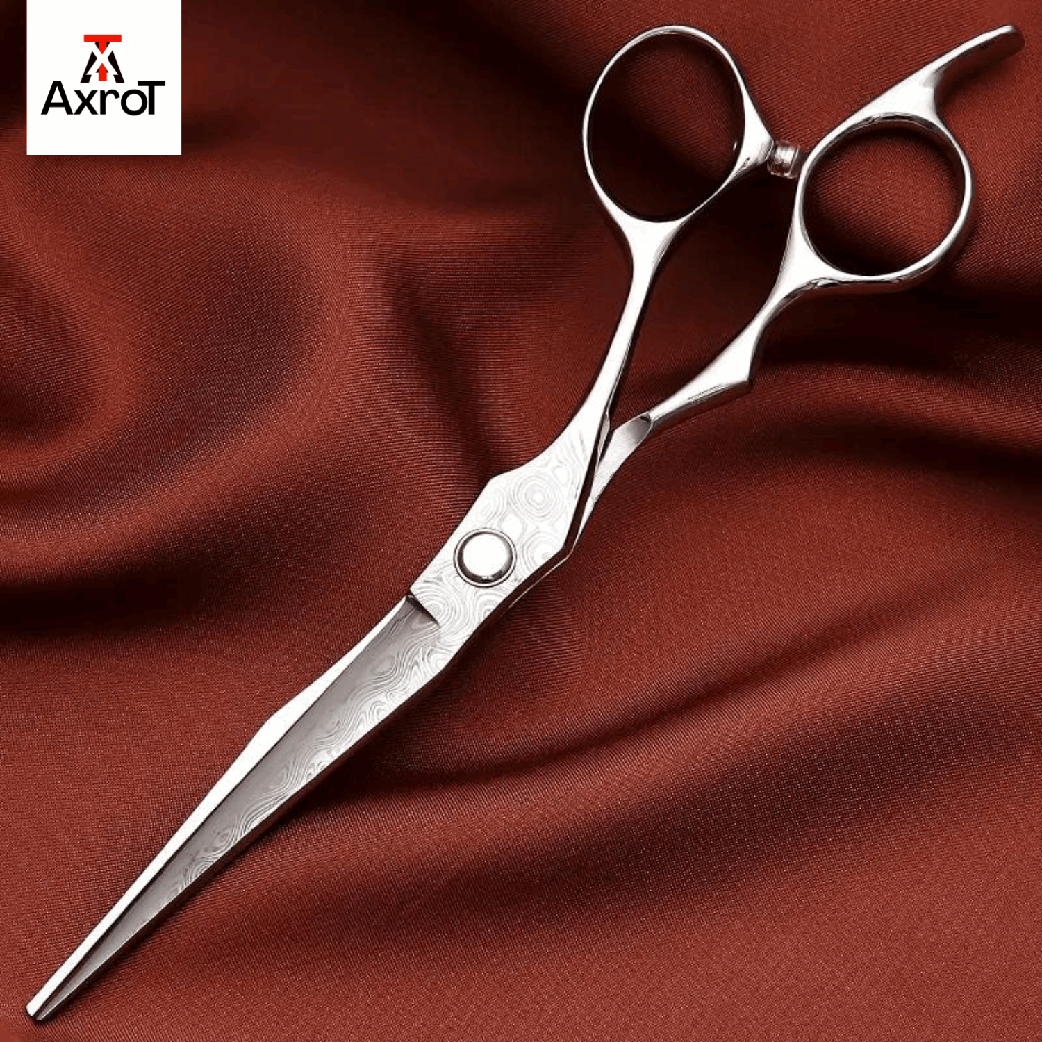 Axrot Hair Scissors Professional 6.5 Inch Sword Blade Damascus Pattern Scissors Japanese Barber Scissors 440C Hair Scissors